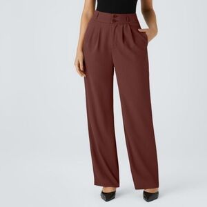 New HALARA flex high waisted shirred straight relaxed fit pants